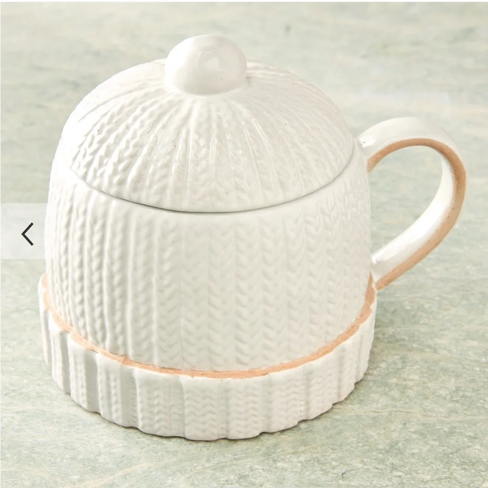 West Elm Cable Knit Sweater Mug With Lid